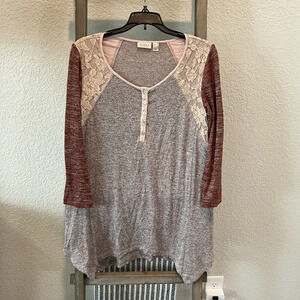 LOGO by Lori Goldstein 3-4 sleeve swing tunic top size small